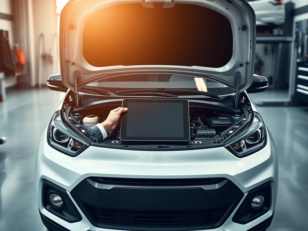 Mechanik diagnozuje silnik kompaktowego auta 1.2 TSI w warsztacie, sprawdzając awaryjność i stan jednostki.