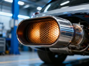 Srebrny sedan marki Skoda zaparkowany w nowoczesnym studiu na błyszczącym podłożu, podkreślającym jego aerodynamiczną sylwetkę.