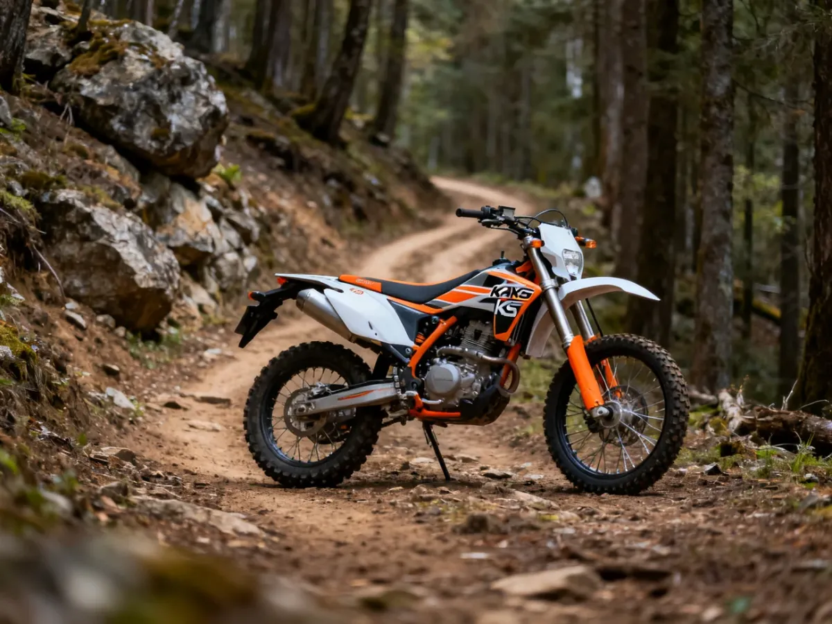 Motocykl Kayo K5 300 na kamienistym szlaku enduro