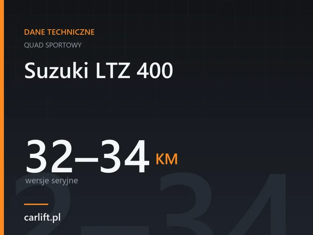 Karta danych technicznych carlift.pl: Suzuki LTZ 400, 32–34 KM – wersje seryjne