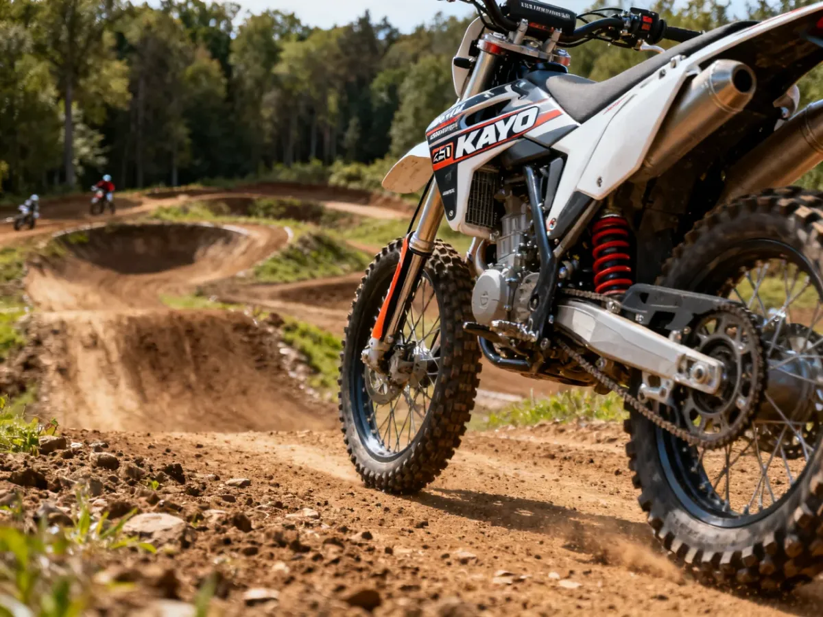 Motocykl Kayo K2 250 Enduro na terenowej trasie