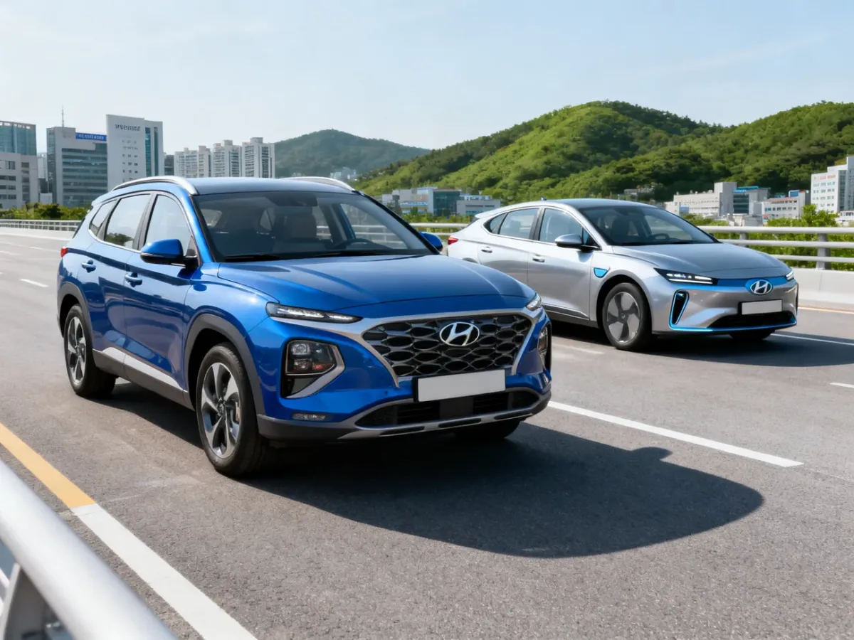 Nowoczesny samochód Hyundai na tle miejskiego krajobrazu