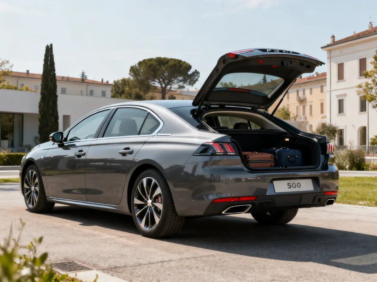 Peugeot 508 liftback z otwartym bagażnikiem