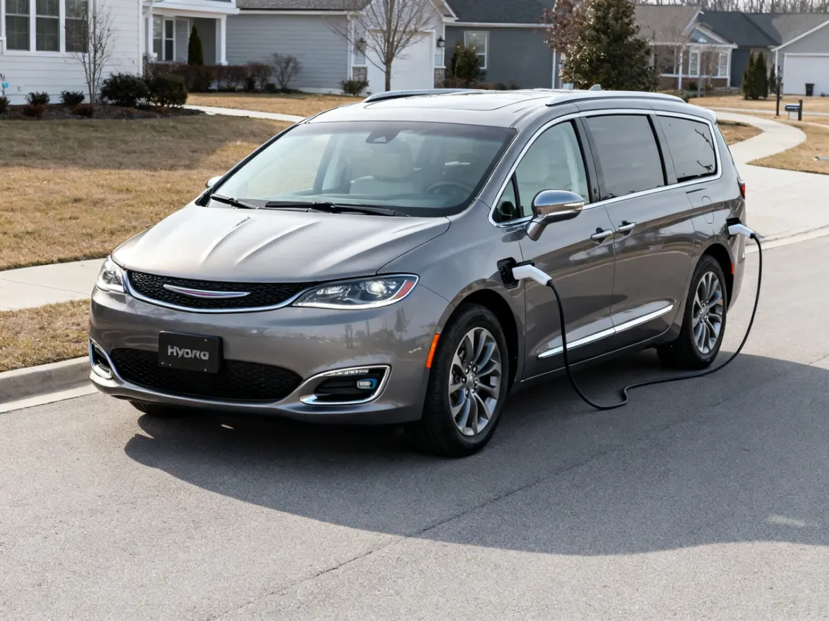 Chrysler Pacifica minivan na drodze w ujęciu z przodu