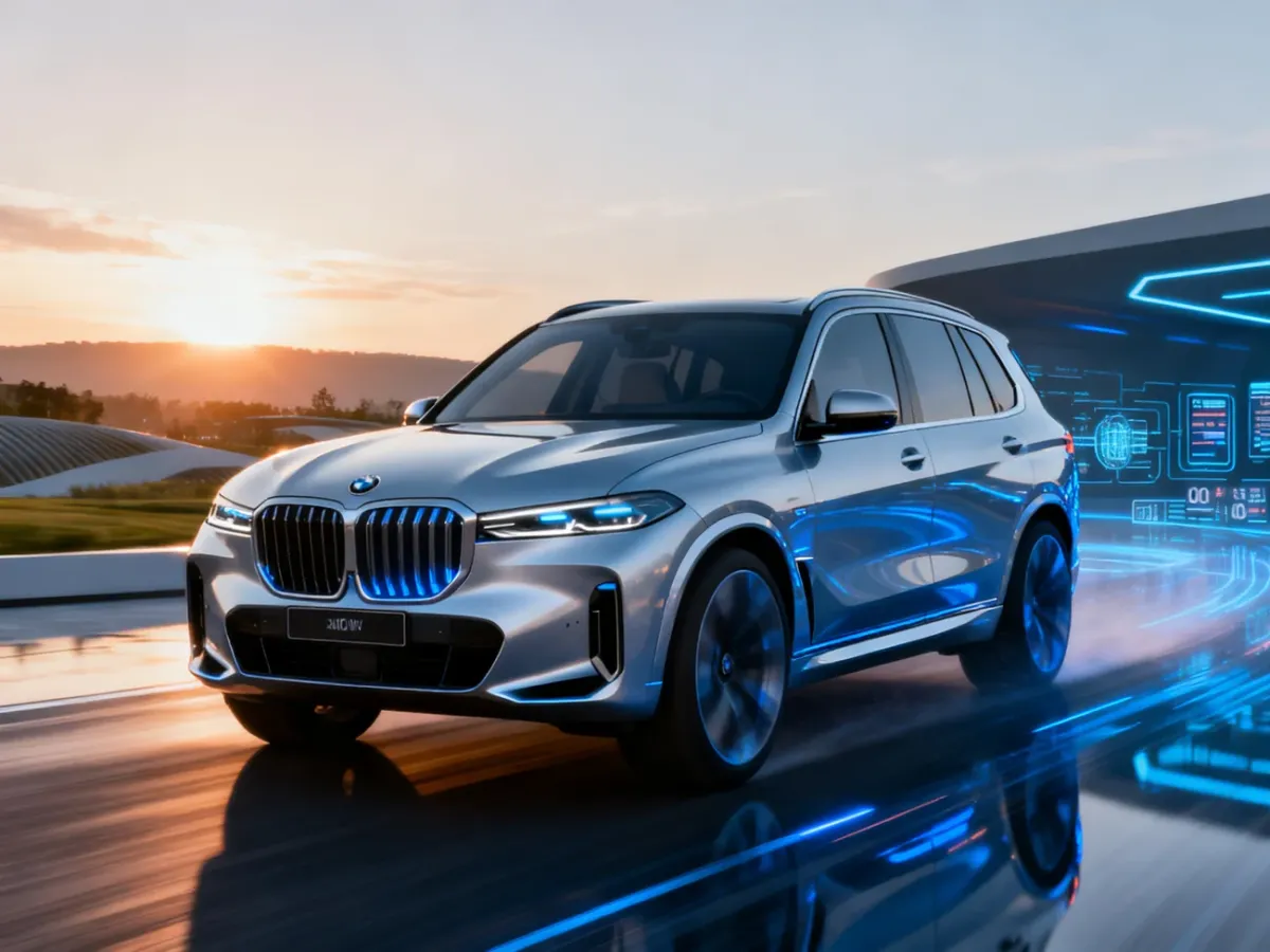 Futurystyczny elektryczny SUV BMW symbolizujący zapowiadaną generację iX5