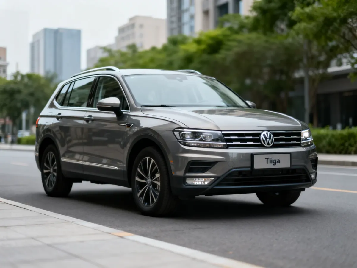 Volkswagen Tiguan kompaktowy SUV zaparkowany na miejskiej ulicy