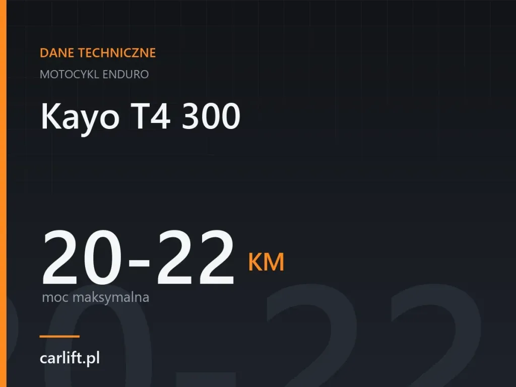 Karta danych technicznych carlift.pl: Kayo T4 300, 20-22 KM – moc maksymalna