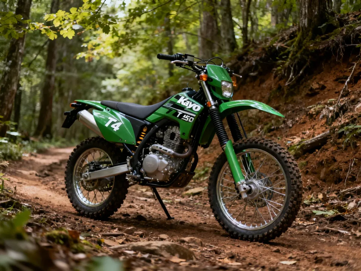 Motocykl Kayo T4 250 na leśnej trasie enduro
