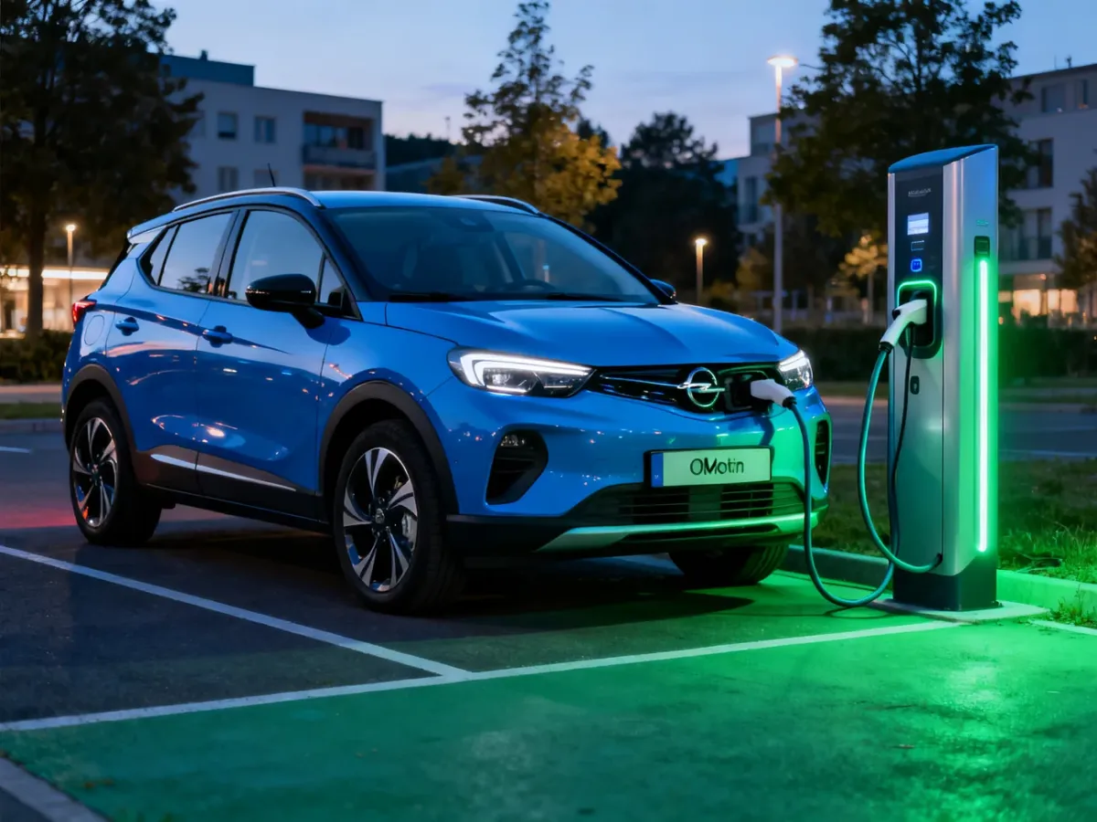 Elektryczny Opel Mokka-e podczas ładowania przy stacji