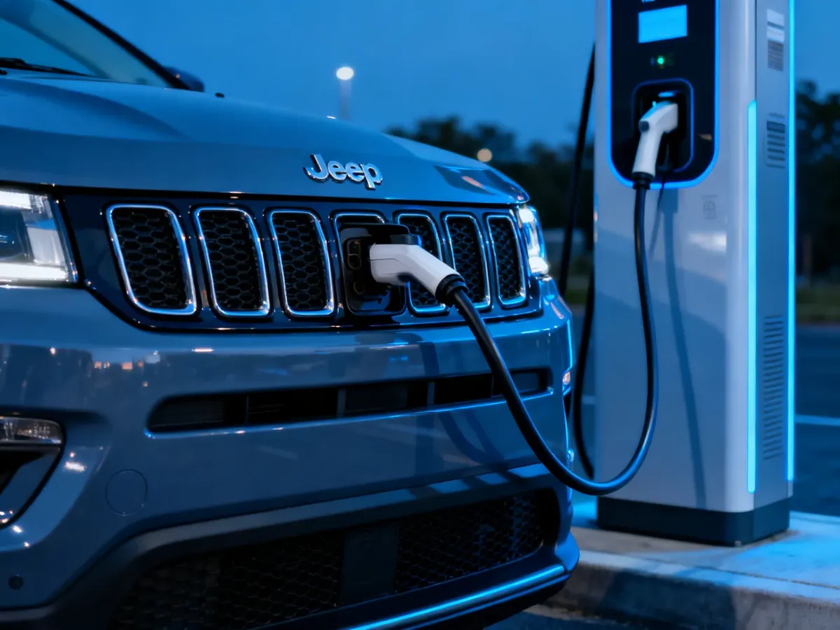 Elektryczny Jeep Compass podczas szybkiego ładowania
